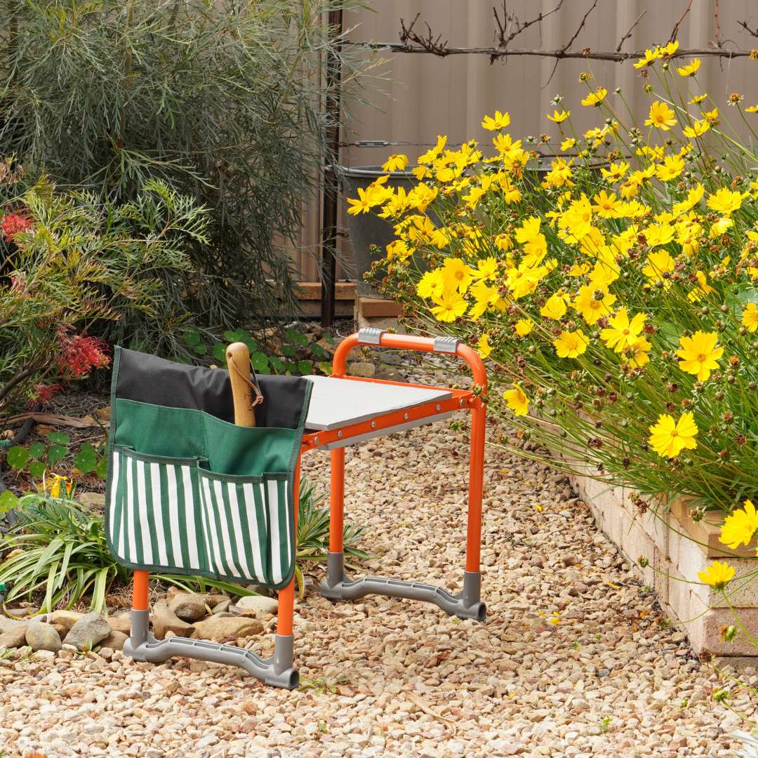 Garden kneeler and seat in garden