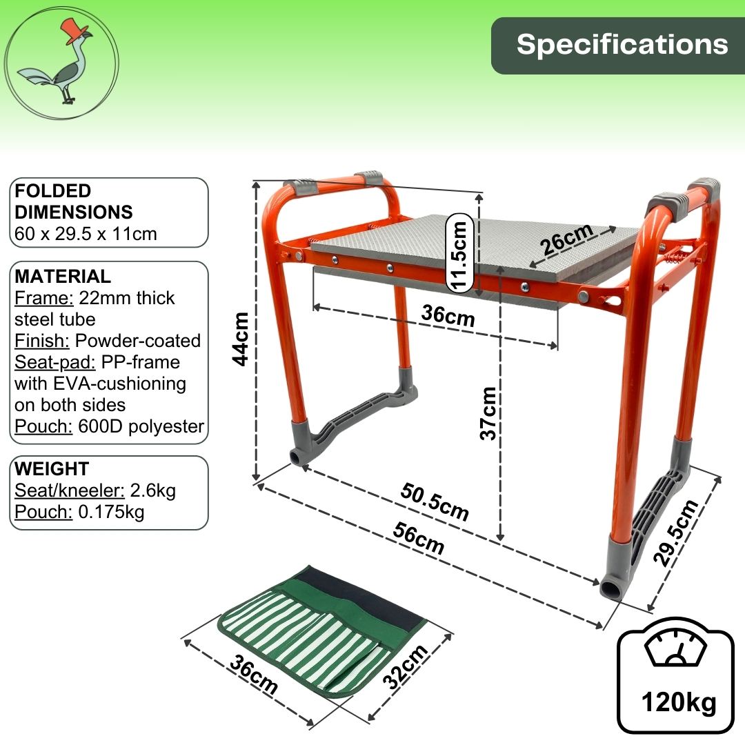 specifications of the garden seat and kneeler