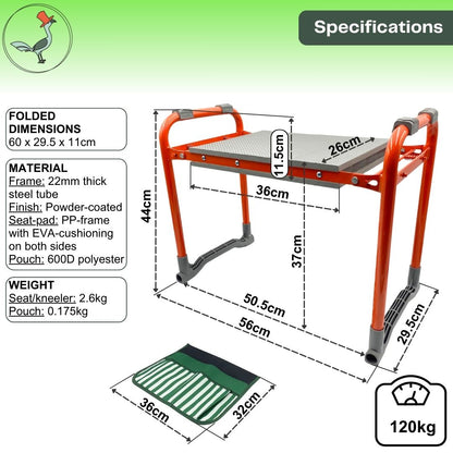 specifications of the garden seat and kneeler