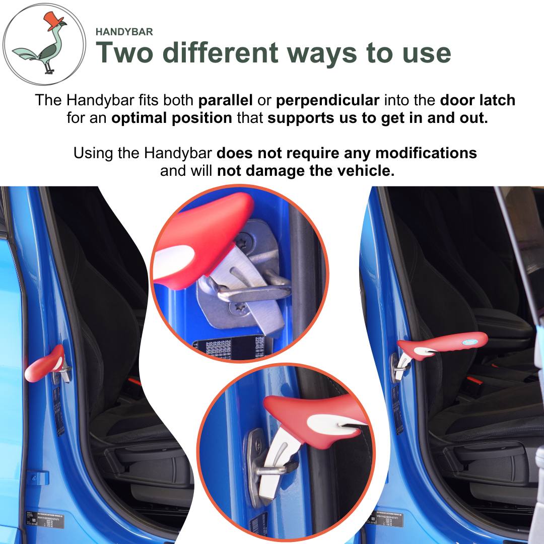 parallel or perpendicular use of the handybar - car transfer handle