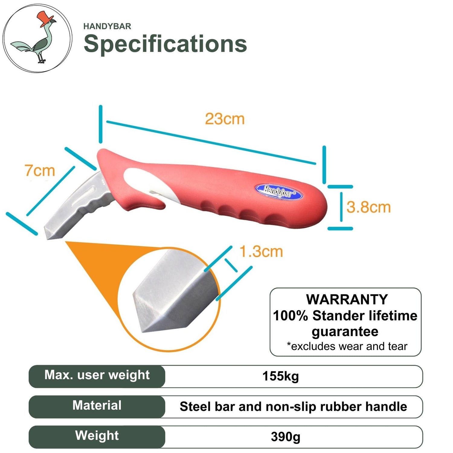 handybar - car transfer handle - dimensions and specifications