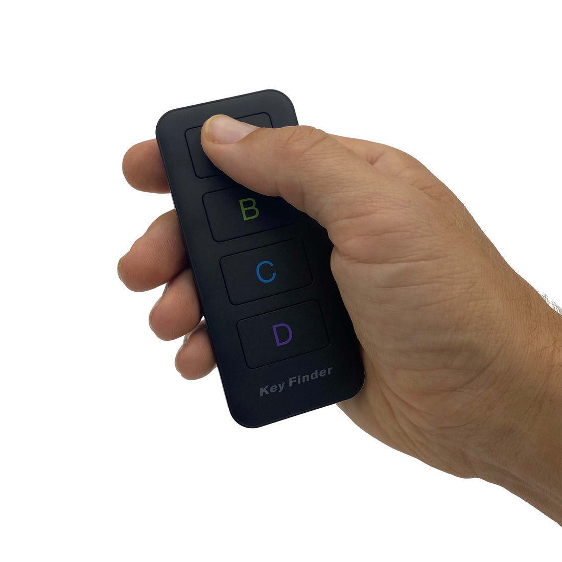 hand holding key finder remote