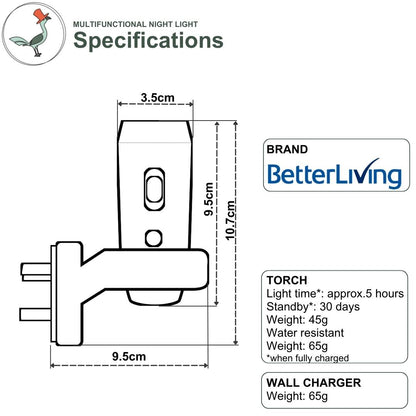 Specifications of the multifunctional night light