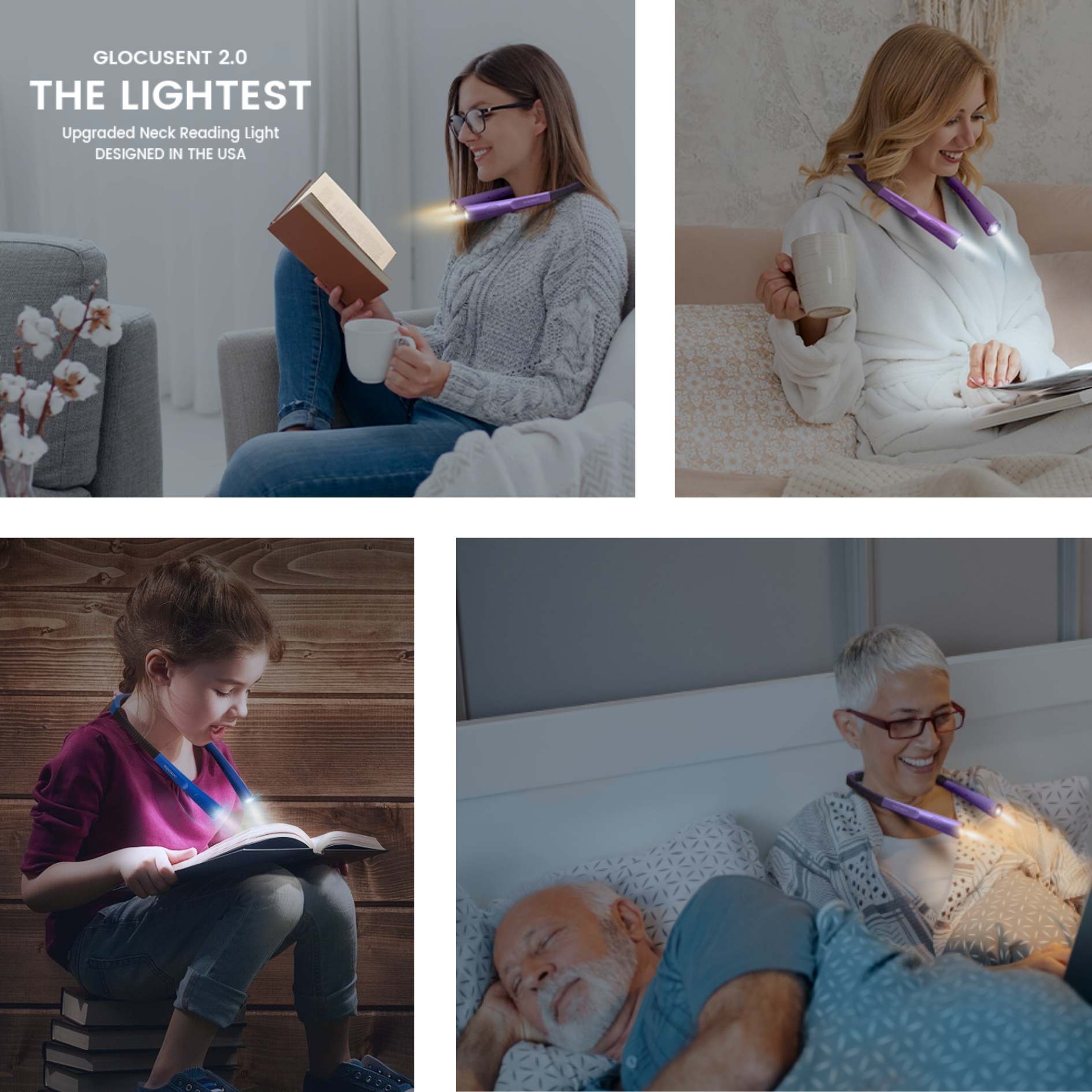 people reading using the neck light