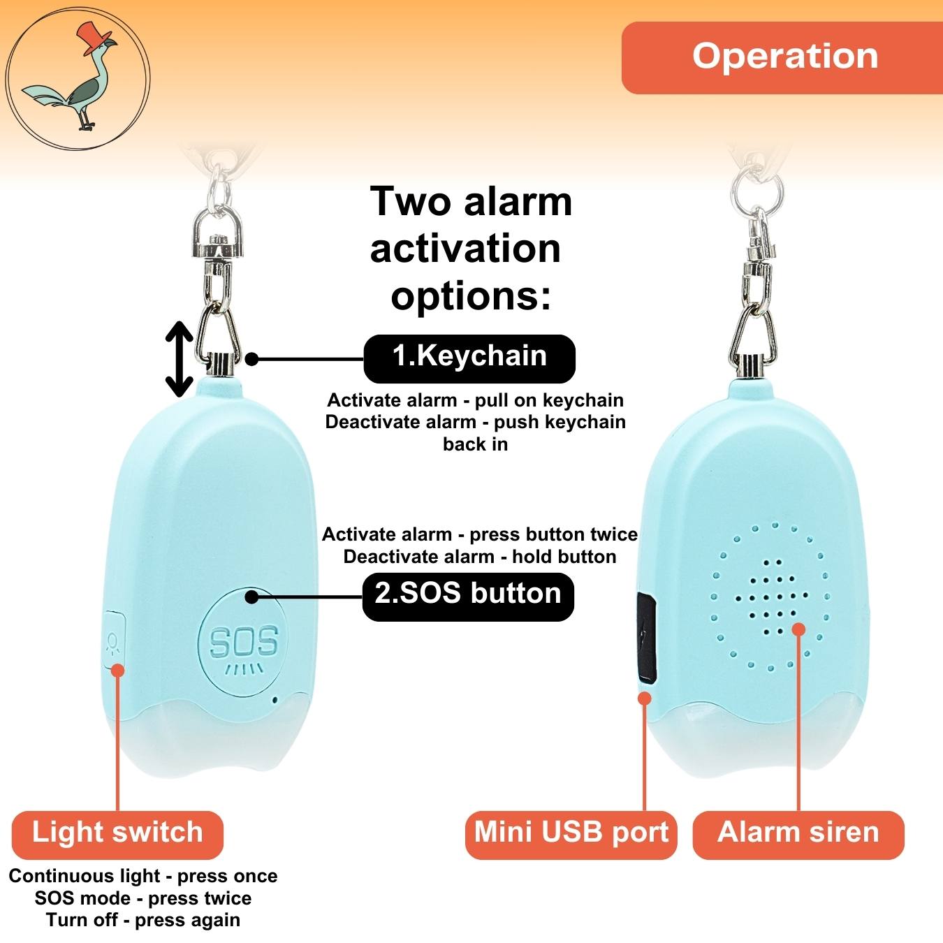 personal mini alarm - how to operate