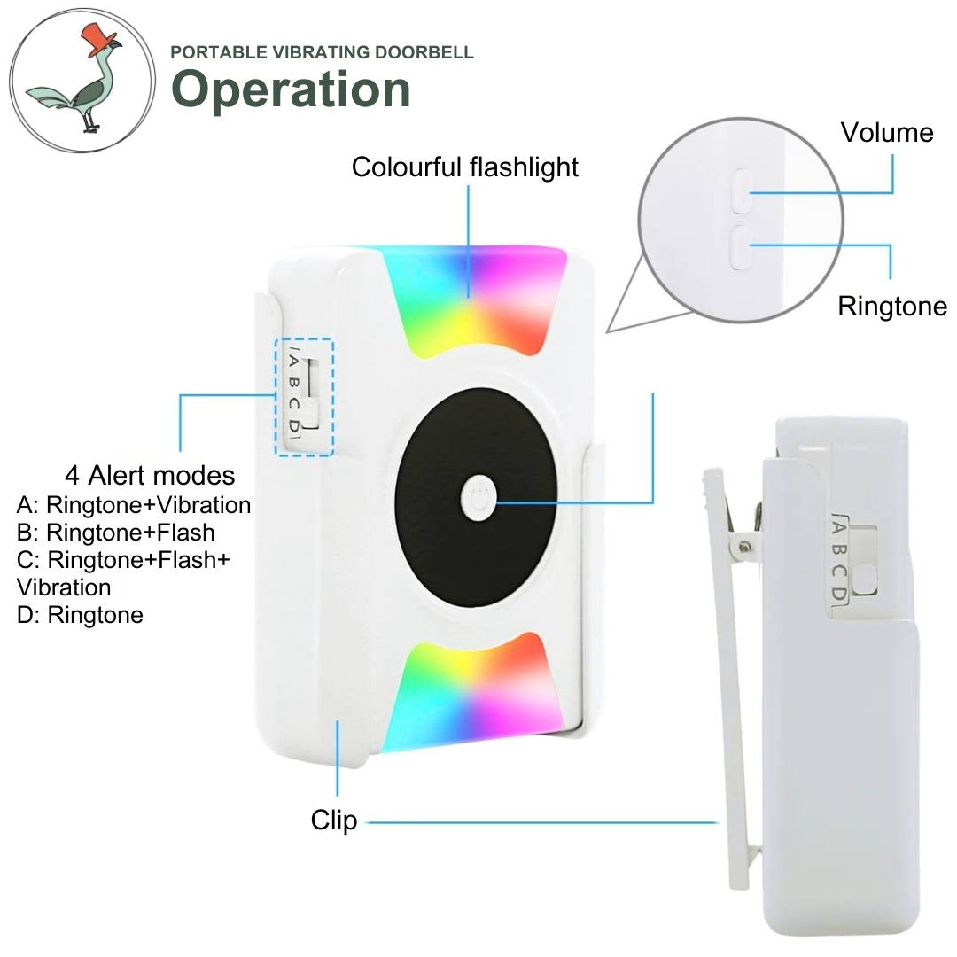 how to operate the vibrating and flashing doorbell receiver