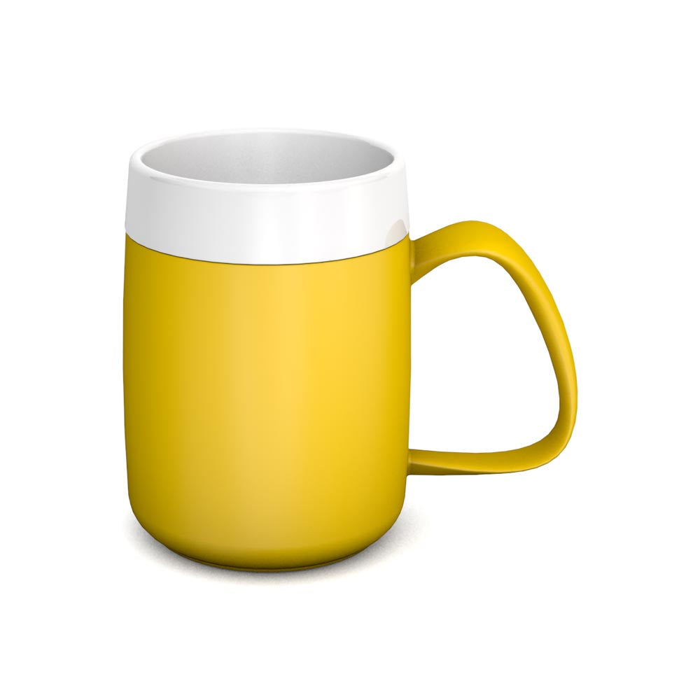 easy hold mug with internal cone in yellow