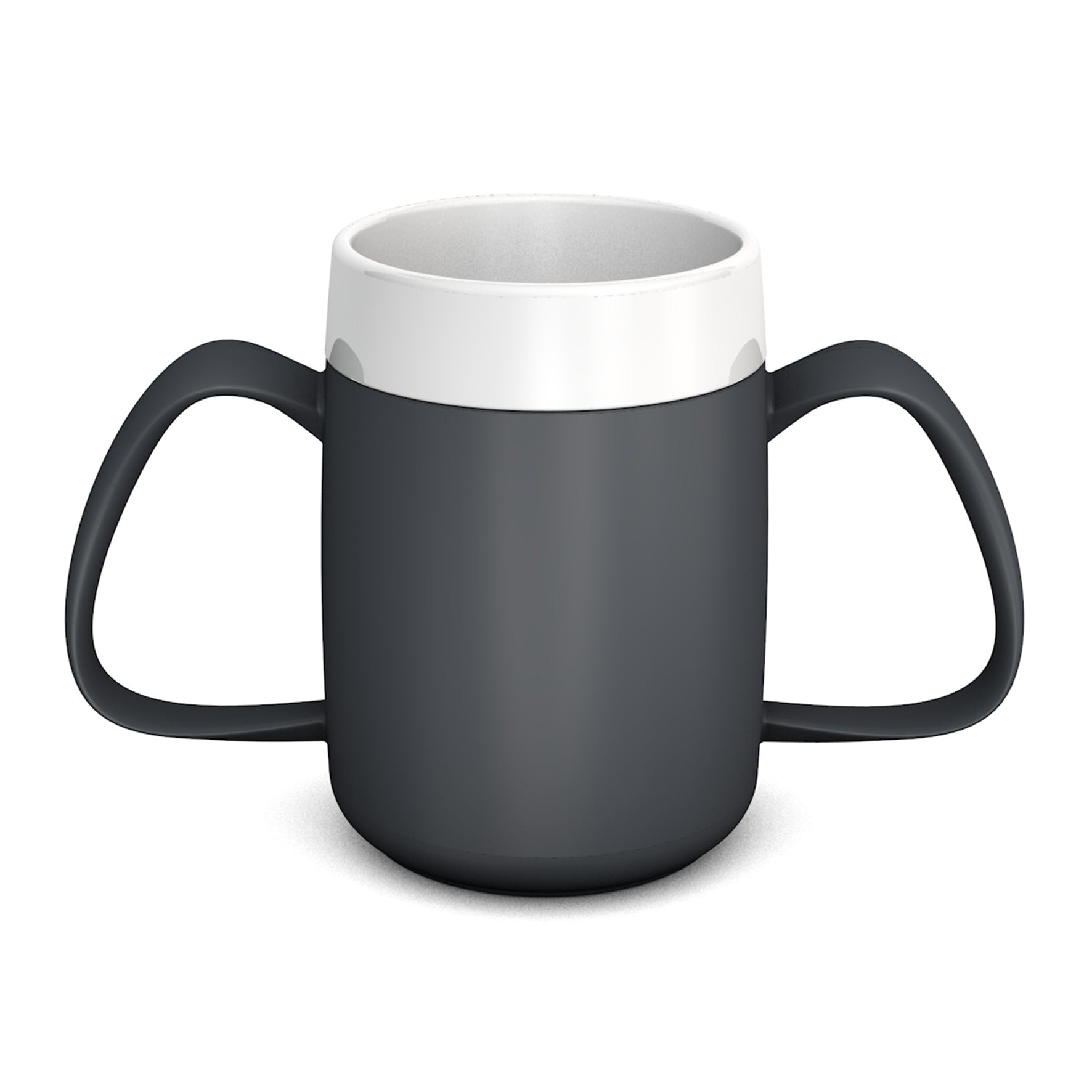 two handled plastic mug beaker with optional lid grey