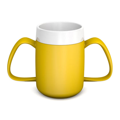 two-handled mug beaker with internal cone yellow