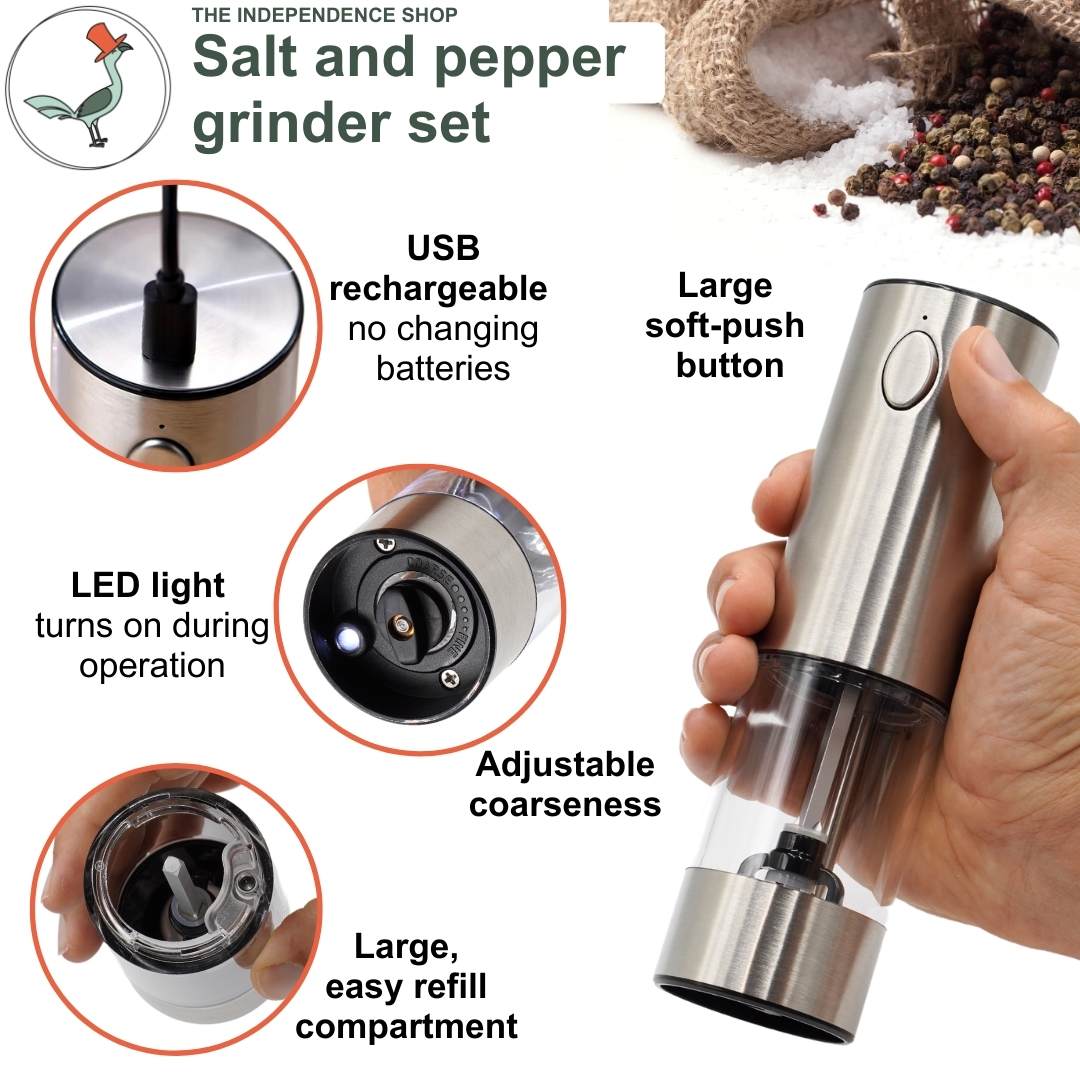 Salt and pepper grinder set detailed view