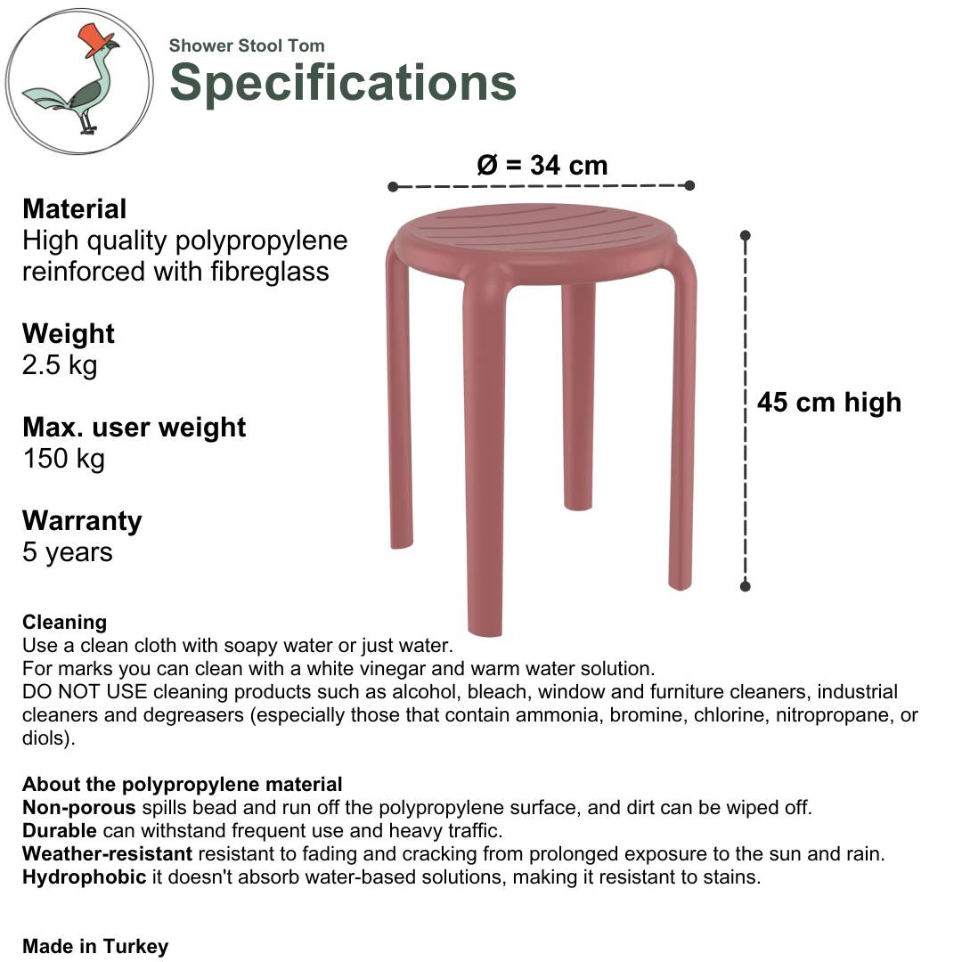 Shower stool Tom specifications