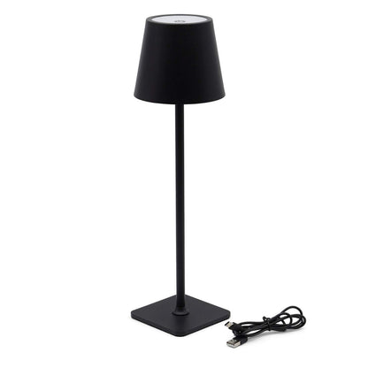 black touch table lamp with charging cable