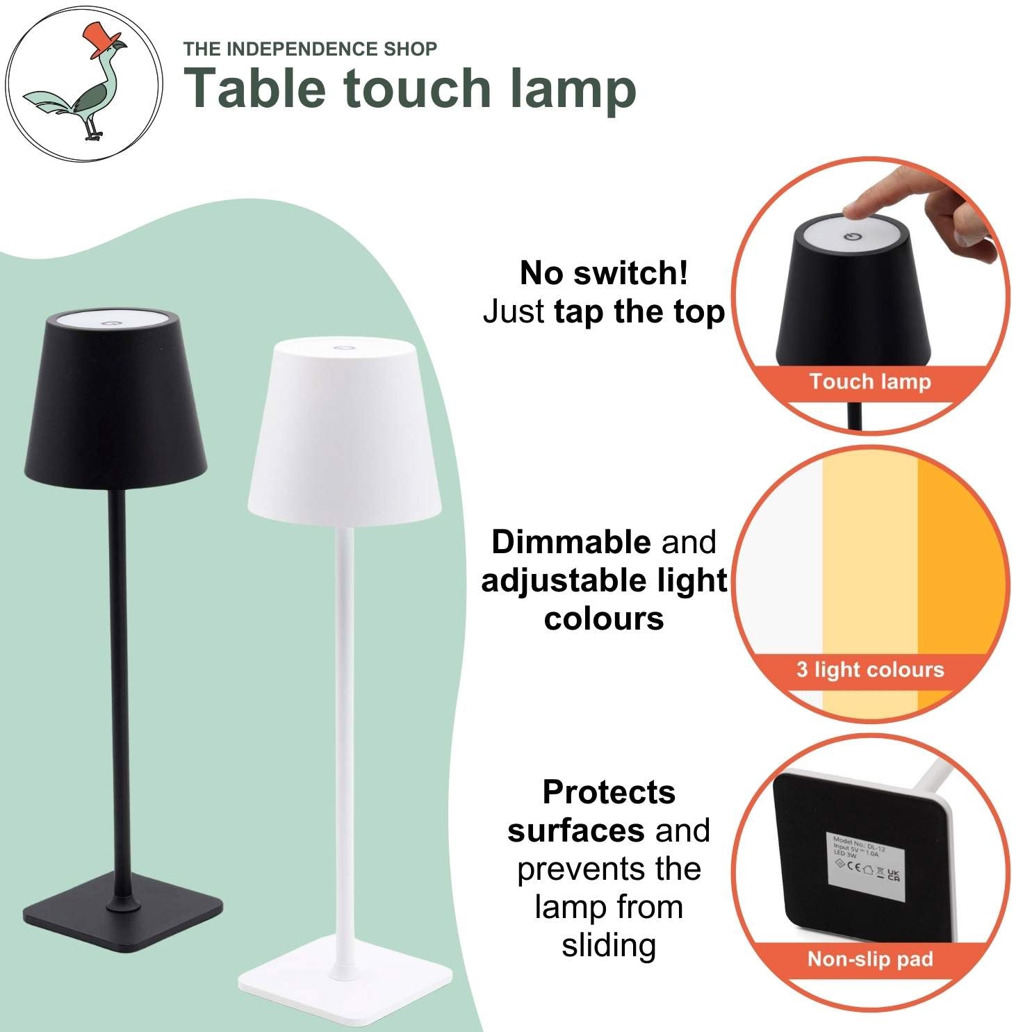 detailed view of the table touch lamp