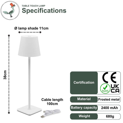 specifications of the table touch lamp