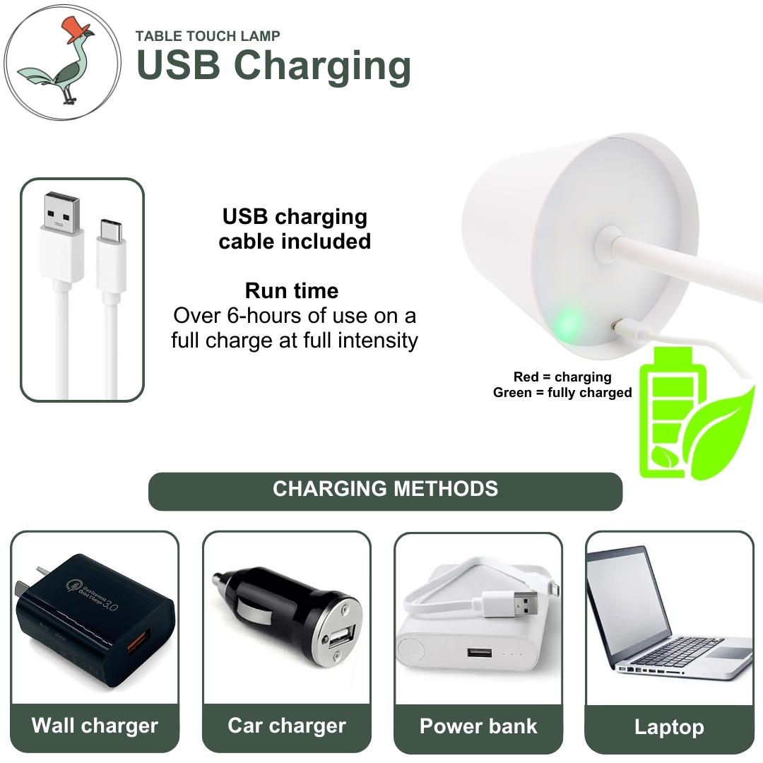 USB charging methods of the touch lamp