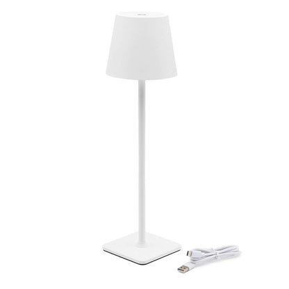 white touch table lamp with charging cable