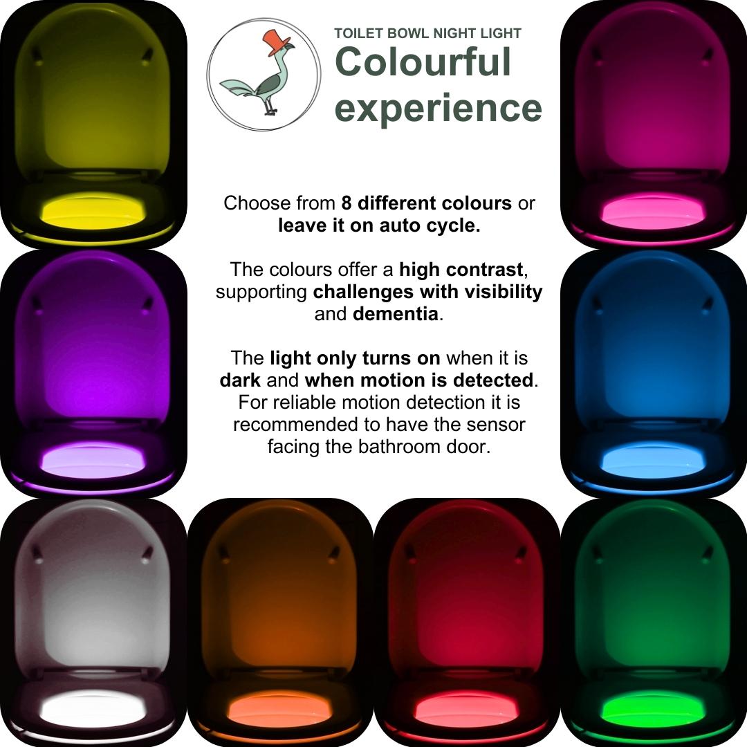 colour range of the toilet bowl night light