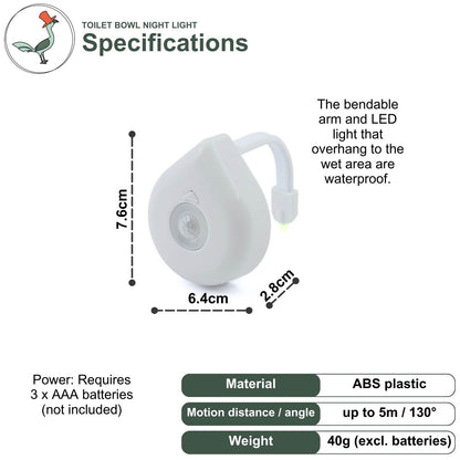 specifications of toilet bowl light 