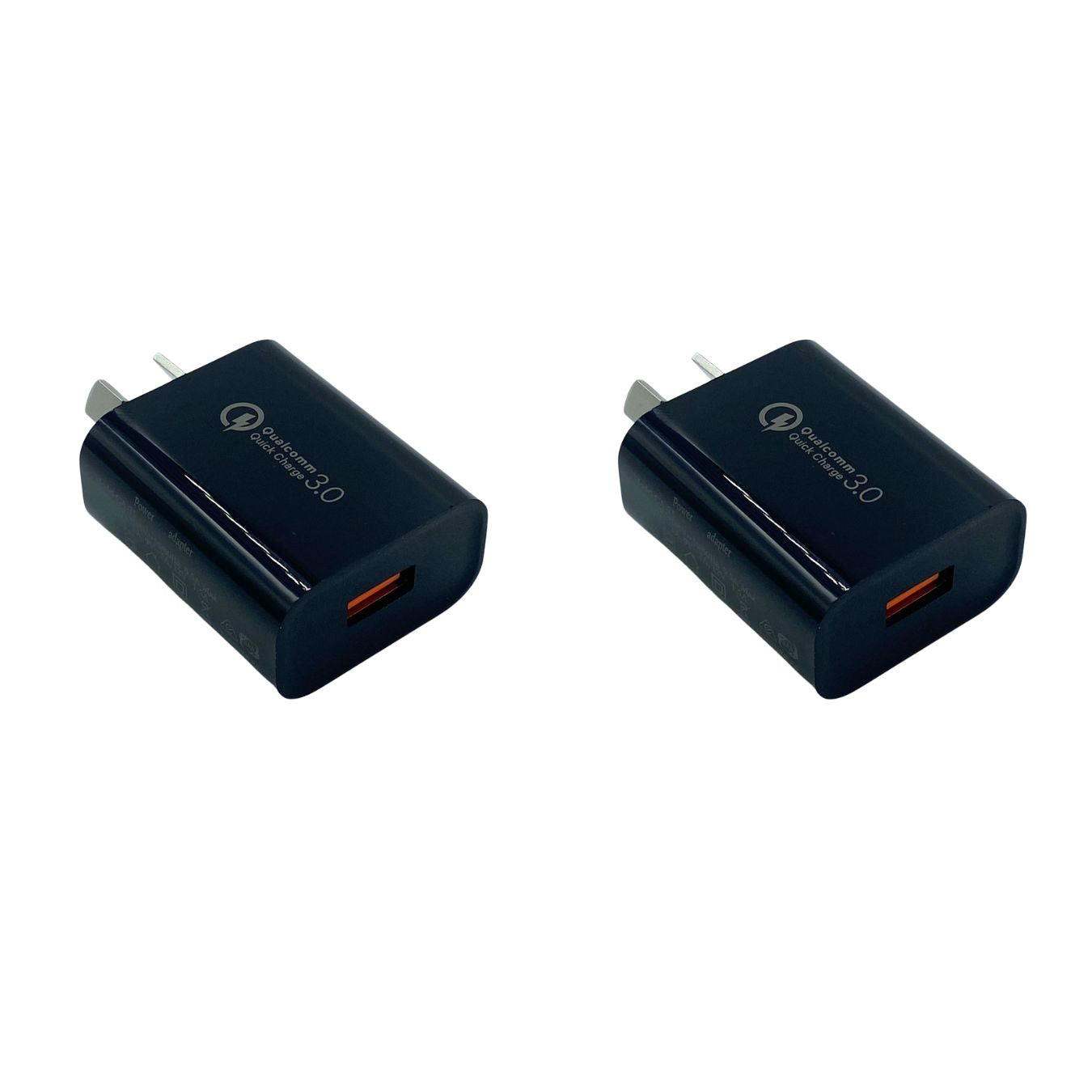 two black USB chargers with AU plug