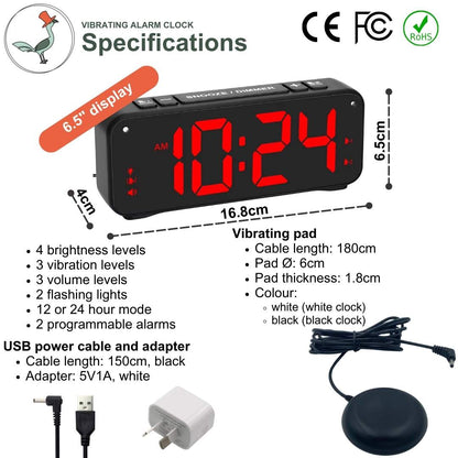 specifications of the shaking digital alarm clock