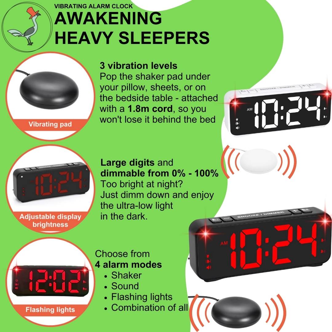 details of the shaking digital alarm clock