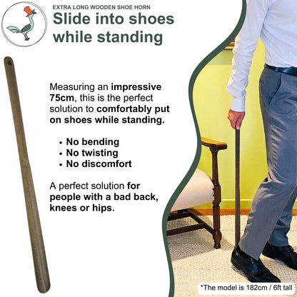 extra long wooden shoe horn no need to bend